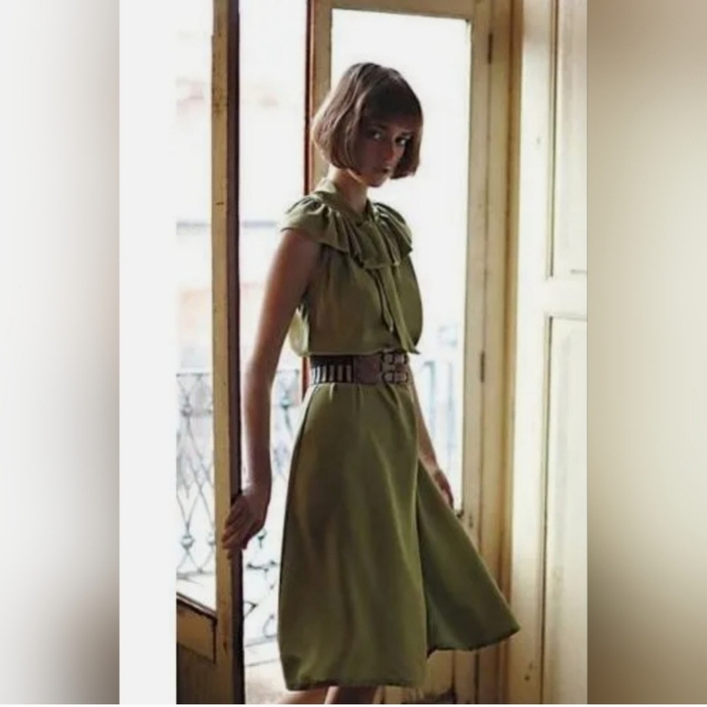 Anthropologie Girls From Savoy Green Silk Dress